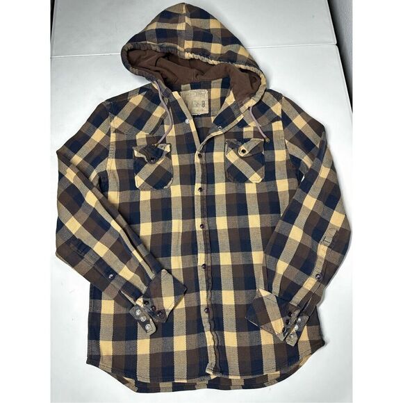 Samurai Surfer Men’s Hooded Embroidered Flannel Shirt Plaid Size M - Picture 6 of 13